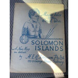 Magic Isles Of The Coral Sea HEC Map - 1930s - 40" x 30" - Rare !  Very Good Con
